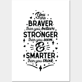 Empowerment Typography - Brave, Strong, Smart Essence Posters and Art